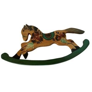 Rocking Horse Wall Decor Hand Painted Folk Art 19.5" Vintage Style Haiti